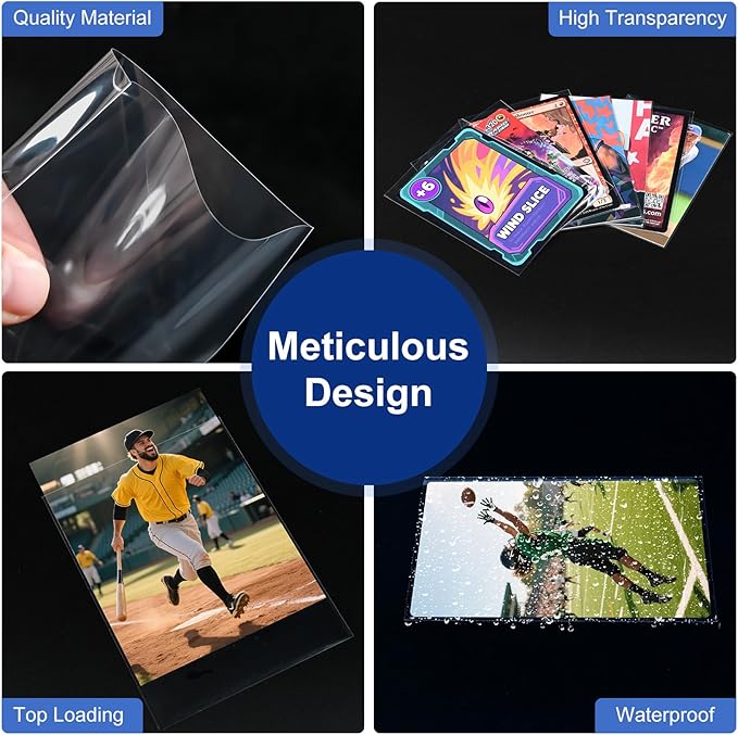 800 Pcs Soft Trading Card Sleeves, Top Loading Penny Card Sleeves for Standard Cards 2.5" X 3.5"，Ultra-Clear Card Protector for Game Cards, Baseball,Sports Cards,Mini Photos