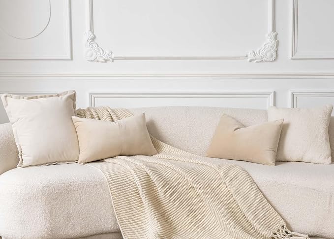 16x24 Pillow Covers Set of 2 Decorative Velvet Throw Pillow Covers,Khaki | Luxury Soft Cushion Covers with Invisible Zipper for Couch Sofa Bed Living Room Bedroom Home Decor