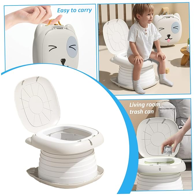 Portable Potty for Toddler, Practical & Foldable Travel Potty with Trash Bag & Storage Bag for Car, Camping, Outdoor, Indoor, Grey Travel