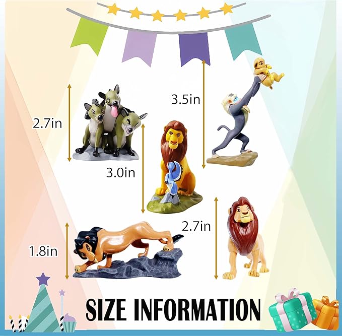 Animal Figurine Commemorative Set, Spotted Hyena&Warthog Toys, Christmas Party Cake Animal Decoration PVC Model(4.0 inch/9 Piece)