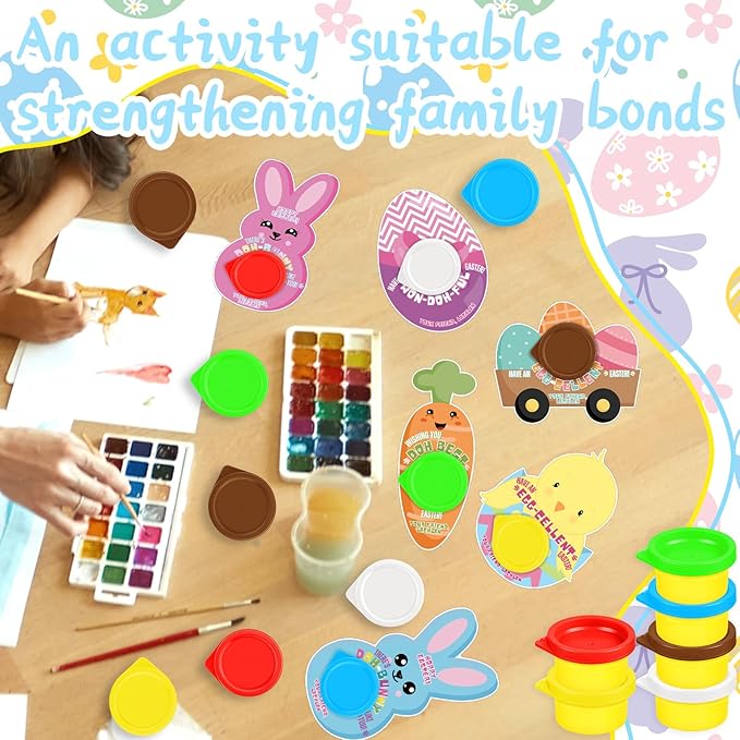 60 Pcs Easter Gifts Include 30 Play-Doh 30 Easter Cardstock for Easter Eggs Hunt Party Supplies Birthday Party Games Favors