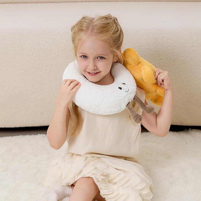 XYG® Amuseables Sun and Moon Stuffed Toy, Medium 13 inches - Sun and Moon Plush - Fun Gift Idea, 2PCS Cute Smiling Sunshine Moon Stuffed Animal Gift for Children's Birthdays