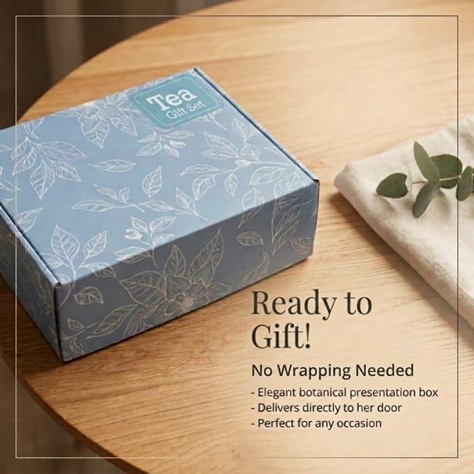 Tea Gift Set for Women – 15 Assorted Teas, Premium Ceramic Mug, Soy Wax Candle, Hand Crème & Honey | Tea Sets for Adults, Tea Gift Box for Birthday, Get Well, Self Care, Teacher