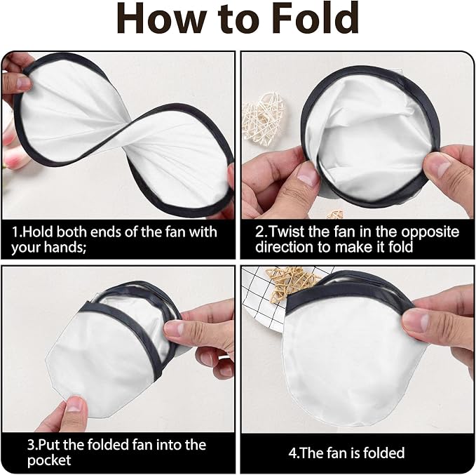 Foldable Flying Disc Fans Set with Bags, 9.8 Inch Black Egde Fabric Beach Flying Disc for Wedding Gift Party Favors Outdoor Activity
