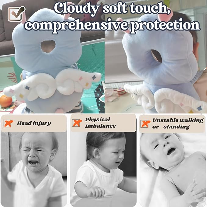Adjustable Baby Head Protection Backpack with Knee Pads for Crawling, Soft, Breathable and Safe