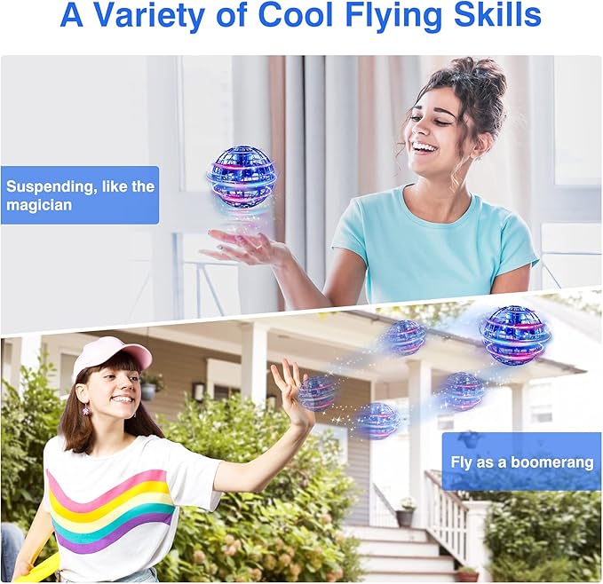 Ciniffo Flying Orb Ball 2025, Hand Controlled Boomerang Spinner Mini Drone Cosmic Globe Toy, Cool Toys Gift for 6 7 8 9 10+ Year Old Boys Girls Teens Outdoor Toys(Blue)