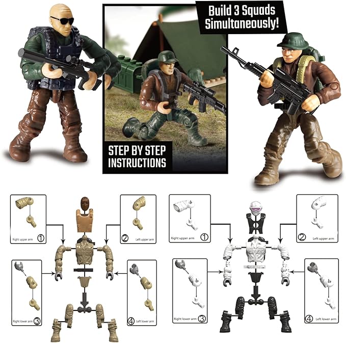 Special Forces Mini Action Figure toy Ages 8-12+ Includes 3 Military Building Sets 6 Soldier Figures Designed as an Educational Gift for Military Enthusiasts. Kids & Parents Quality Family Time 356Pcs