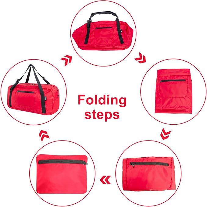 HOLYLUCK Foldable Travel Duffel Bag For Women & Men Luggage Great for Gym -55L, Red