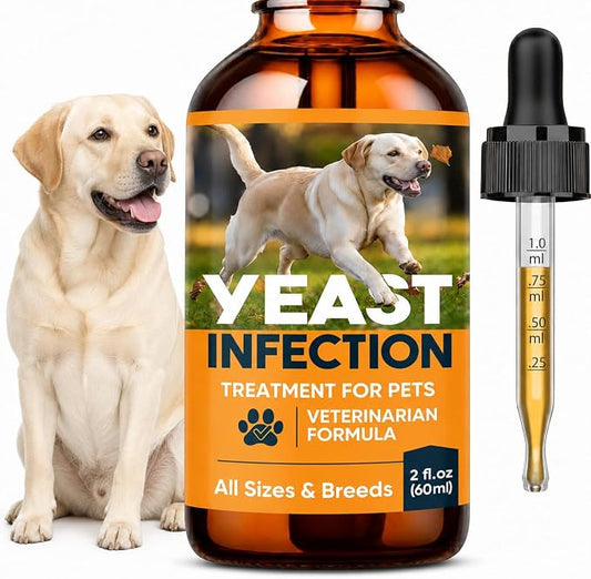 Yeast Infection Treatment for Dogs, Fast Soothing for Skin & Ear | Natural Herbal Care, Relieves Itchy Skin, Paw Licking & Irritation, for Skin Odor & Seasonal Discomfort, All Breeds, 60 ml
