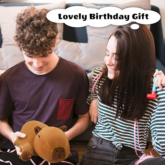 Weighted Capybara Stuffed Animals, Cute Weighted Capybara Plush, Soft Stuffed Weighted Plushie Pillow Gifts for Girls Boys(9.8" 0.8Lbs)