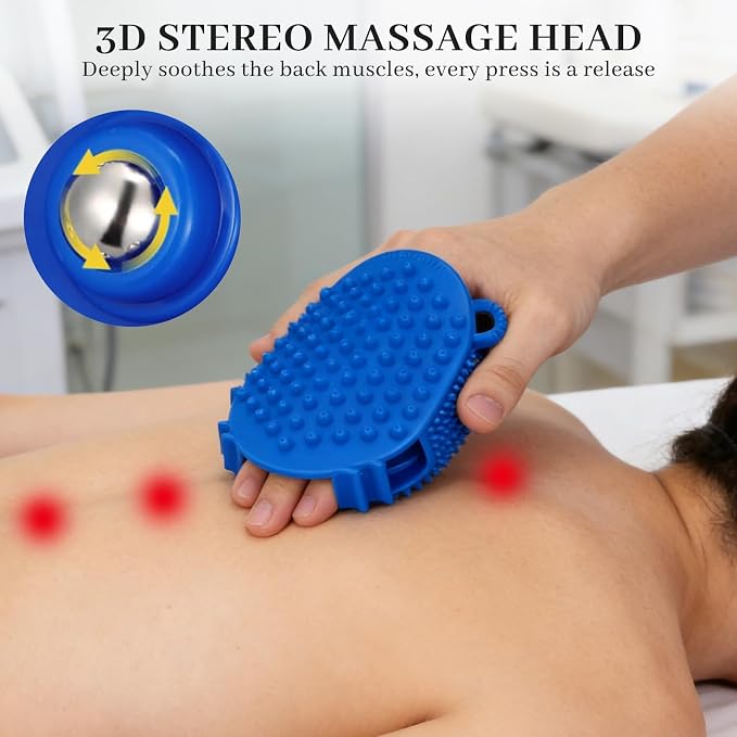 2 Set Manual Massage Gloves with Head Massagers | Lymphatic Roller Ball Massagers,Scalp massagers,Gua Sha SPA Muscle Release,For Head Face Neck Back Legs Full Body