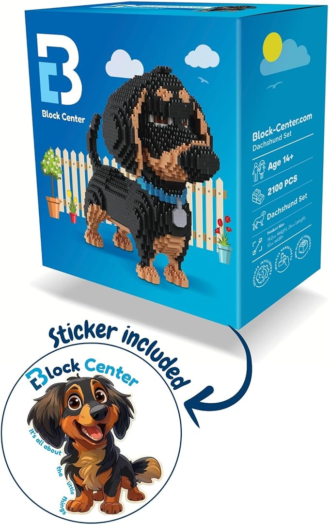 Dachshund Dog 3D Puzzle Building Block Set – 2100 Mini Bricks Kit for Adults & Kids – Creative Animal Model Gift (2025 Edition)
