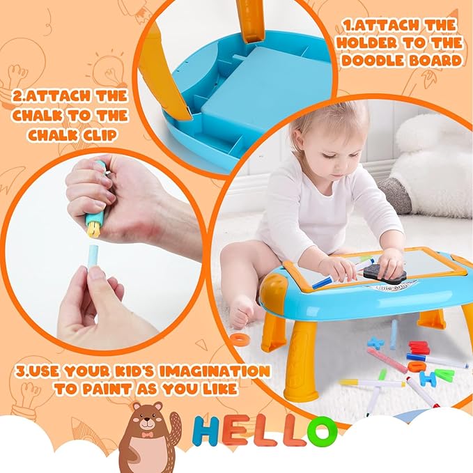 Toys for 1-2 Year Old Boys, Toddler Boy Toy with Magnetic Letters and Numbers, Learning and Educational Toys for 1 2 Year Old, Boys Birthday (Blue,Orange)