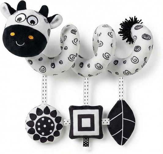 Car Seat Toys – Baby 0-6 Months High Contrast Black & White Spiral Car Seat Toy, Carseat Hanging for Newborn, Stroller, Baby Stroller Toy, Infant 0-6 Months, Crib Hanging