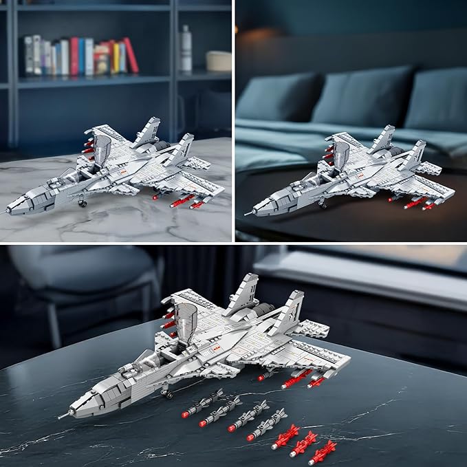 J-15 Fighter Jet Building Set,Military Airplane Jet with Movable Wings,Single Seater Fighter 33028,Aircraft Model Kits,Military Displays,Gift for Adult Teens Boys 14+,1066PCS