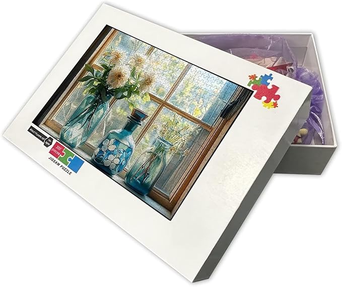 Flower Vase 35 Piece Jigsaw Puzzle - Window Sill Landscape Beautiful Artwork - Perfect for Jigsaw Lovers to Relax and Show Off!