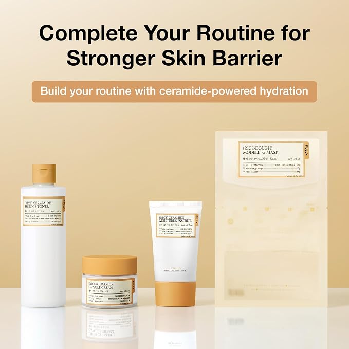 FULLY Rice Ceramide Moisture Sunscreen, SPF 50, No White Cast, 1.69 fl oz | Non-Sticky Finish, Lightweight, Korean Broad Spectrum Sunscreen for All Skin Types, Panthenol for Hydrating and Glowing