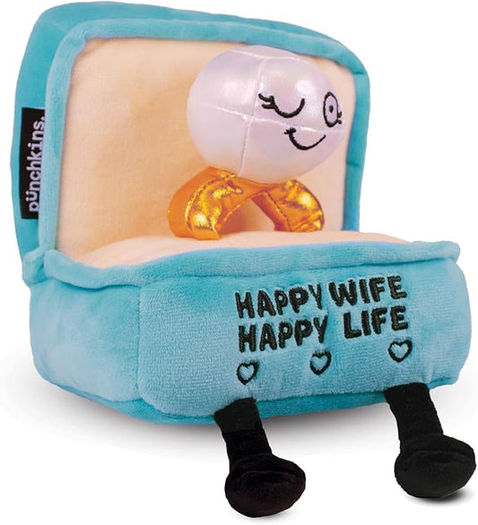 Ring Plushie - Happy Wife, Happy Life Sassy Ring Plush, Gift for Engaged Couples, Wedding Plush Toy for Gifting