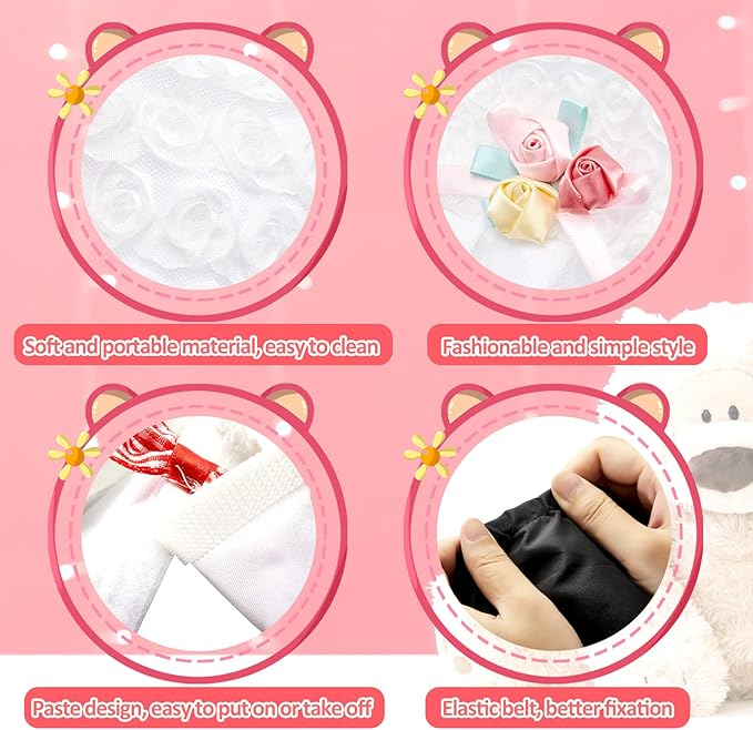 Civaner 2 Sets Bear Clothes Include Outfits of Groom's Tuxedo Suit and Bridal Dress Set, The Bear is Not Included, Suitable for 14-16 Inch Stuffed Animal Clothes