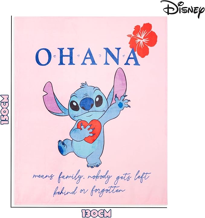 Disney Stitch Throw Blanket Soft Fleece Blanket Bedroom Accessories 59 x 51” (Pink Stitch)