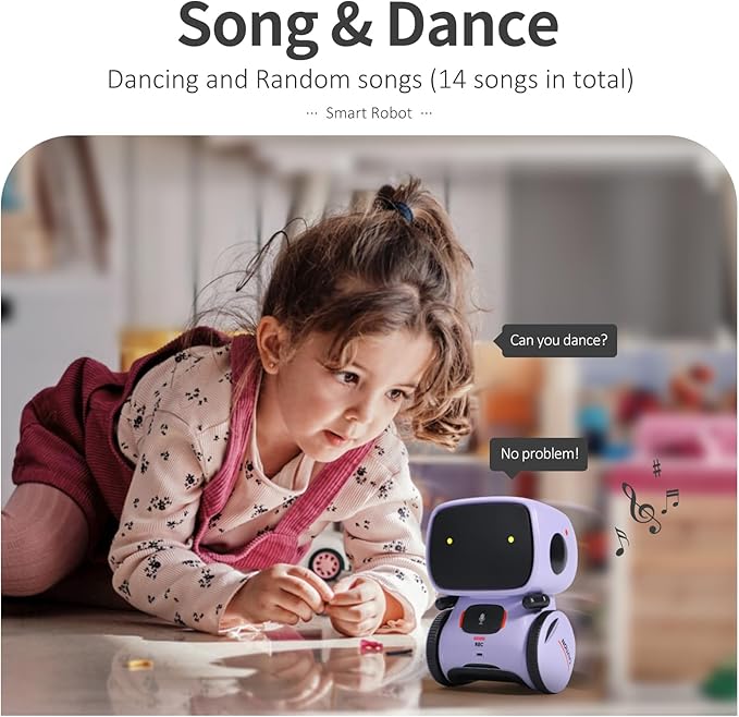 GILOBABY Kids Robot Toys, Interactive Toys Companion Smart Talking Robotic with Voice Control Touch Sensor, Singing, Dancing, Recording, Repeat, Birthday Gifts for Girls Ages 3+ Years (Purple)