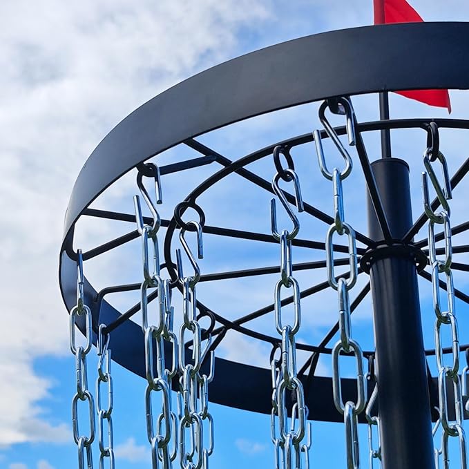 TARUMG Disc Golf Basket - Portable Disc Golf Target with Heavy Duty 24-Chains Come with Transit Bag and 3pcs Disc Golf Discs, Ground Stake -Suitable for Players of All Levels - Multi Color Available