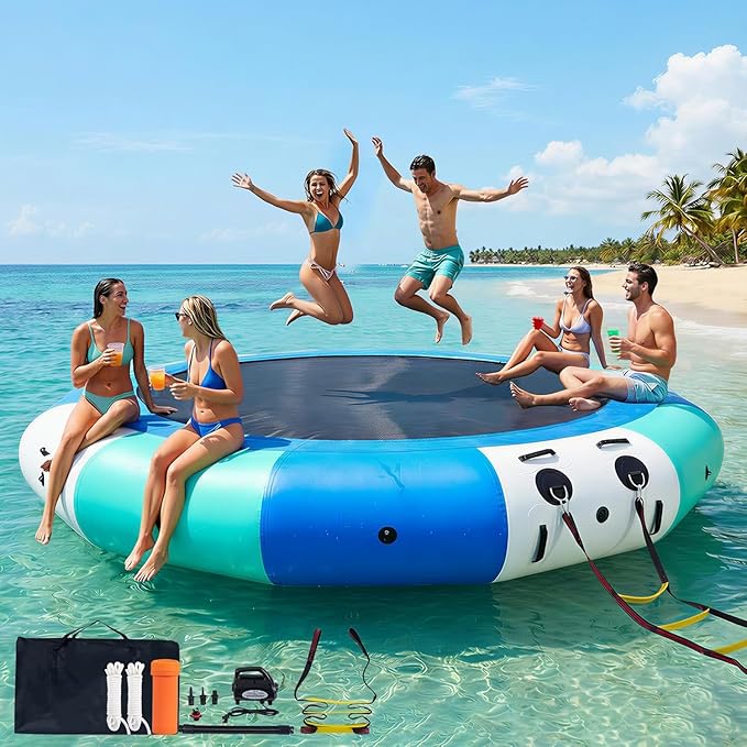 COOLWAVE Water Trampoline for Lake, Floating Trampoline for Lake Pool Ocean with Pump