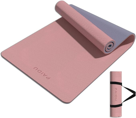PAIDU Yoga Mat 8mm Super Thick TPE Fitness Mat | SGS Certified | Non-Slip, Odorless & Tear-Resistant | Unisex with Strap | for Yoga, Pilates, Meditation & Home Workouts