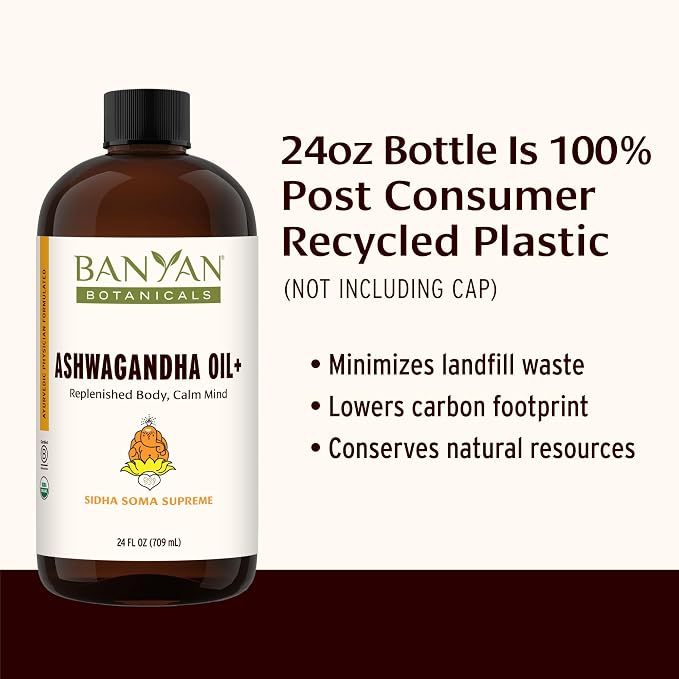 Banyan Botanicals Ashwagandha Oil+ – Organic Herbal Oil – Comforting Sore Muscle Massage Oil for Post-Workout Recovery – 24 oz – Non GMO Sustainably Sourced Ayurvedic Physician Formulated