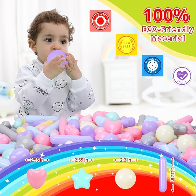 STARBOLO Ball Pit Balls for Toddlers - Macaron Ball Pit Balls Crush Proof Plastic Toy Balls for Toddlers Ball Pits, Baby Pool Water Toys,Ball Pit Play Tent,150pcs(Macaron)