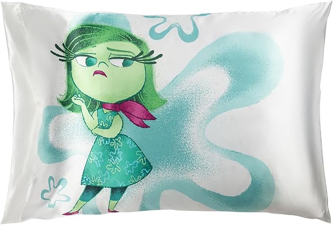 Jay Franco Disney Pixar Inside Out Disgust Satin Pillowcase - Standard Size 20x30 Inch Silky Soft White Premium Pillow Cover