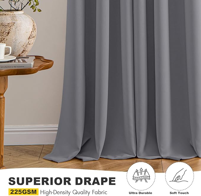 MIULEE Blackout Curtains for Bedroom 2 Panels 40 x 84 Inch Long Light Gray | Thermal Insulated, Living Room Darkening Grommet Drapes, Noise Reducing, Light Blocking Window Treatments