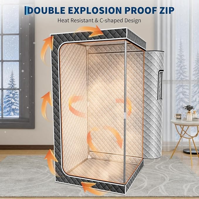 Sauna, Portable Steam Sauna Tent for Home with Remote Control, 3L-1200W Fast Heating Steam Generator and Portable Chair, 9 Levels & 99-Minute Timer Full Body Detox Relaxation Home Sauna Spa