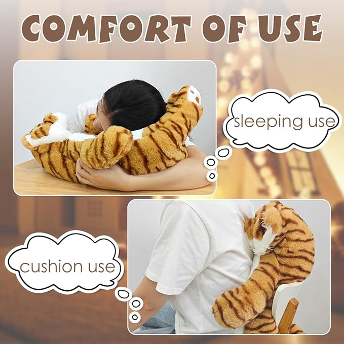 ARELUX Giant 22in Big Tiger Plush Large Stuffed Animal Hugging Pillow: Soft Jumbo Sleeping Body Warm Fluffy Pillow Adorable Chubby Plushie Toy Gifts for Boys Girls