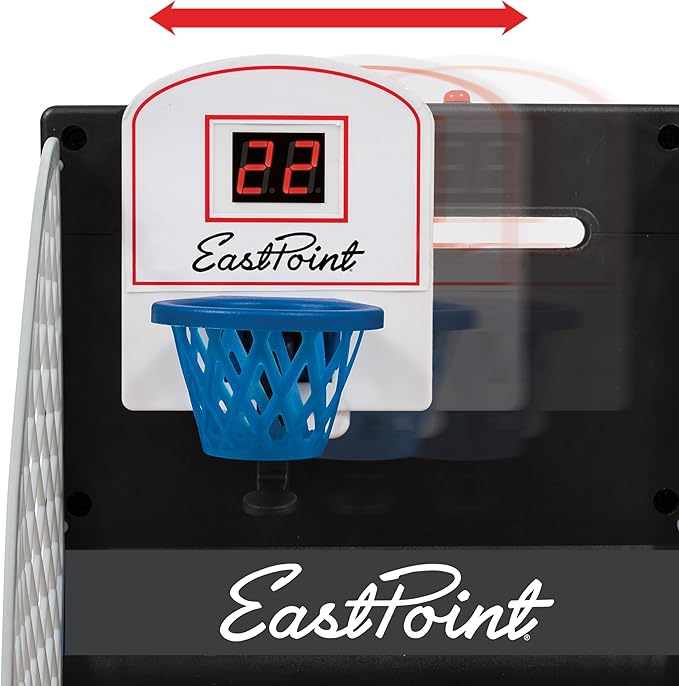 EastPoint Tabletop Movin Hoops Arcade Basketball Hoop - Black & Red 2-Player - Built-In LED Scoreboard & Basketball Gifts - Spring-Loaded Launchers for Boys Toys Age 5-10, Durable Plastic Construction