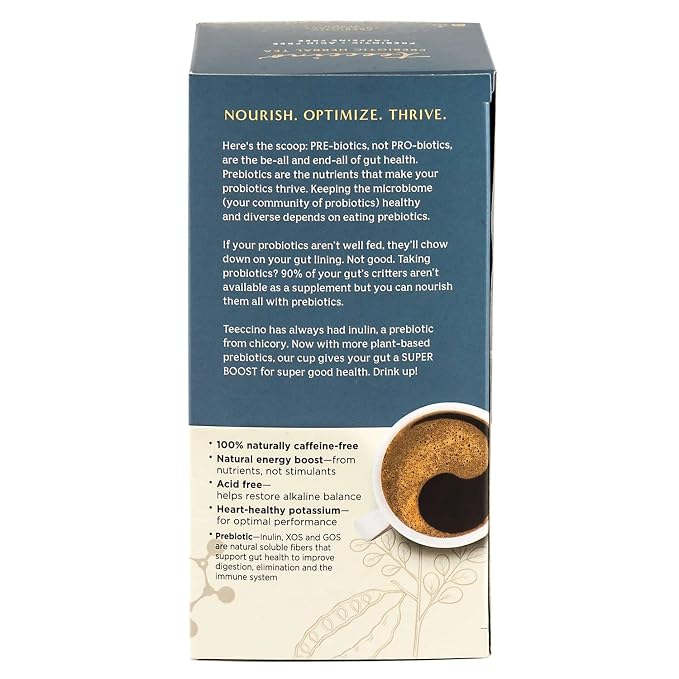Teeccino Macadamia Nut - Prebiotic SuperBoost™ Herbal Tea - 25 Tea Bags - Support Your Probiotics with Vegan GOS & Organic XOS For Good Gut Health - Digestive Dessert Tea