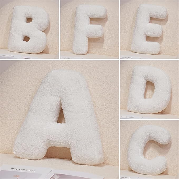 MOJUN Letter Plush Pillow, Soft Sofa Cushion Nursery Decor Kids Room Throw Pillow Cute A to Z Initial Letter Pillow Alphabet Cushion for Sofa Couch Living Room Bed Car Decoration, M
