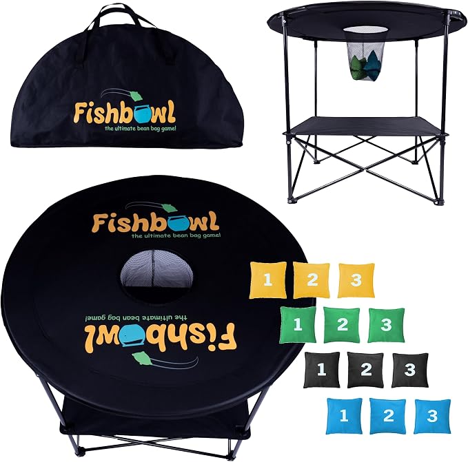 The Ultimate Bag Toss Yard Game - Portable Game Set Lawn & Beach for Family, College and Adults - Includes 12 Bags, Collapsible Base, Game Board & Case - Outdoor Games - Cornhole Set