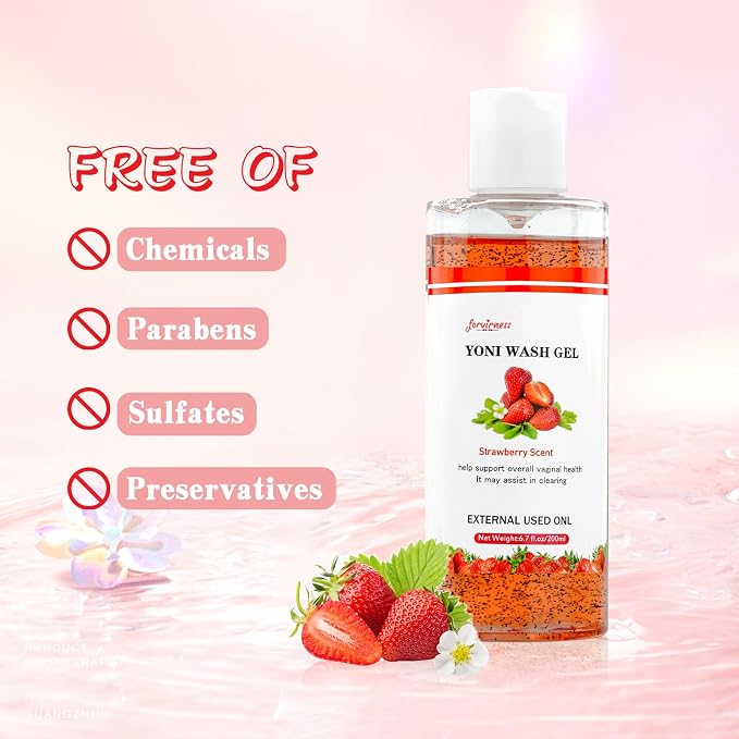 forvirness Natural Feminine Wash Yoni Wash Yoni Oil Set, Cleanse - Remove Odor - pH Balance for Women, 1 fl.oz Feminine Oil & 6.7 fl.oz Intimate Wash with Cleaning Factor - Strawberry Scent