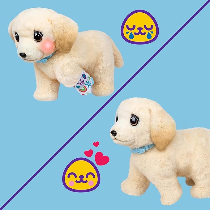 Little Live Pets Ouchies Cooper The Retriever Puppy, 50+ Sounds, Limping to Walking Puppy Toy with Vet Carrier, Interactive Toy Dog for Kids Ages 5+