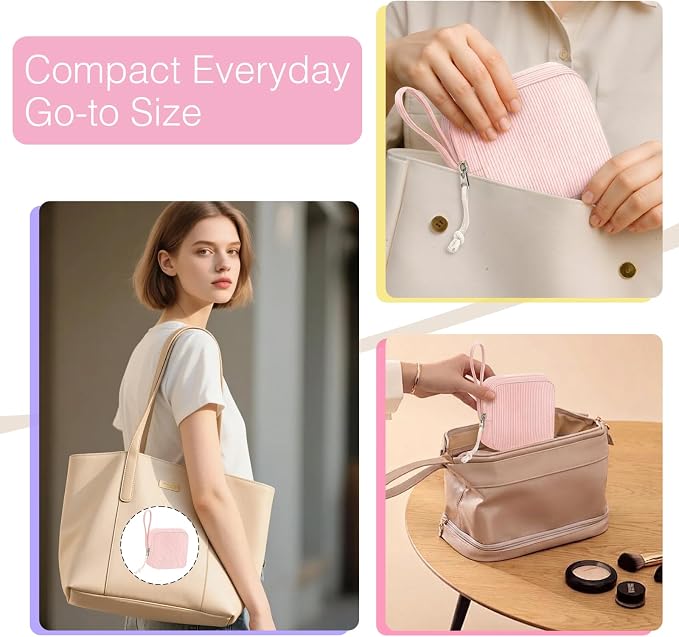 Corduroy Period Pouch for Women, Cute Sanitary Pad Pouch with Zipper, Portable Tampon Holder for Purse, Sanitary Napkin Storage Bag for Travel (BB Pink)
