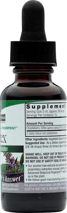 Nature's Answer Vitex Berry | Supports Healthy Female Hormonal Balance | Alcohol-Free, Gluten-Free, Kosher Certified & No Preservatives 1oz