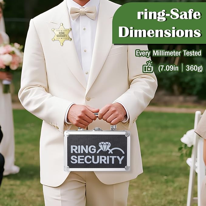 Ring Security Wedding Ring Bearer Case Adventure Set - 7.09" Box Suitcase with Metal Badge | Ideal for Bearer Gifts, Themed Parties & Spy Game Treasure Storage (Black)