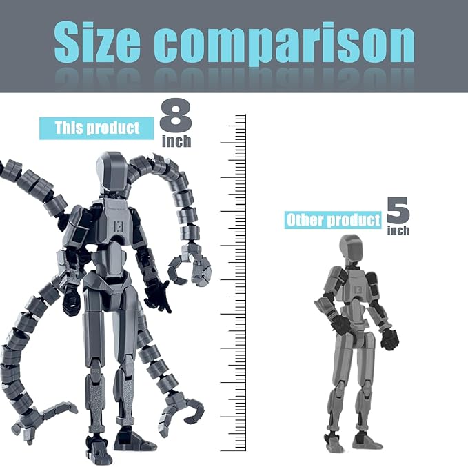 Assembly Completed T13 Action Figure,T13 Action Figure Multi-Jointed Movable,Ultimate Desktop Decor for Lovers t-13 Movability 3D Printed Toys (Gray, 7.2in)