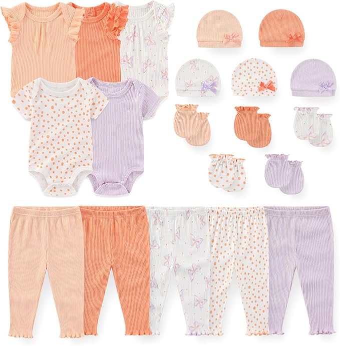 JELYLOVE Unisex Baby Boy Girl Bodysuits Sets 20 Pack Cotton Casual New Born Clothes Comfort Infant Outfit Essentials