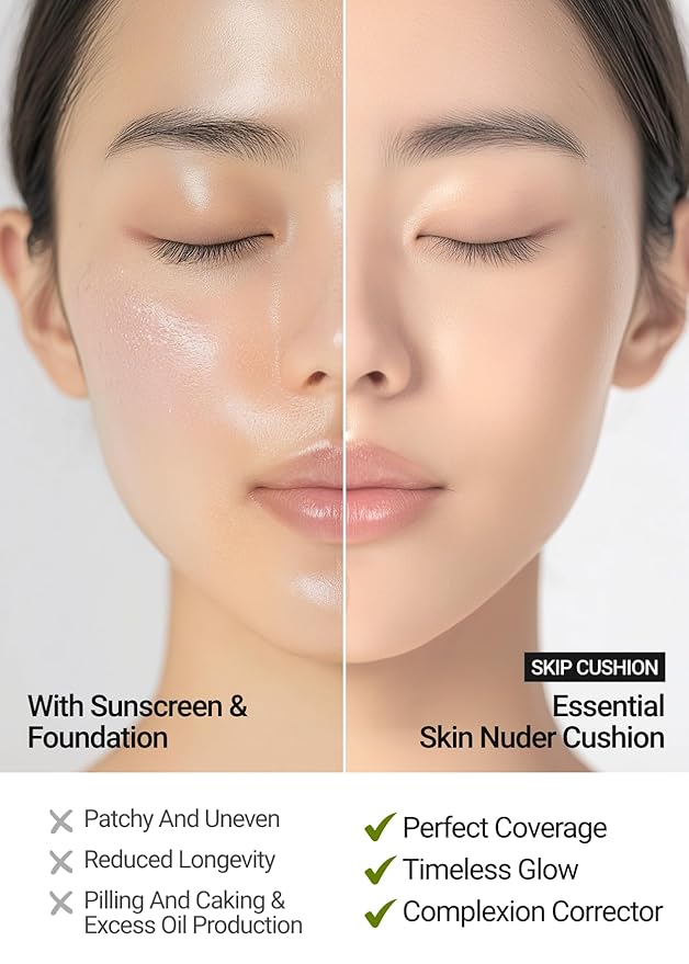 JUNG SAEM MOOL Essential Skin Nuder Cushion | Natural Finish, Buildable Coverage Cushion Foundation by Korean Makeup Artist (Refill Included, 0.98 Fl Oz, SPF 50), 13 Fair
