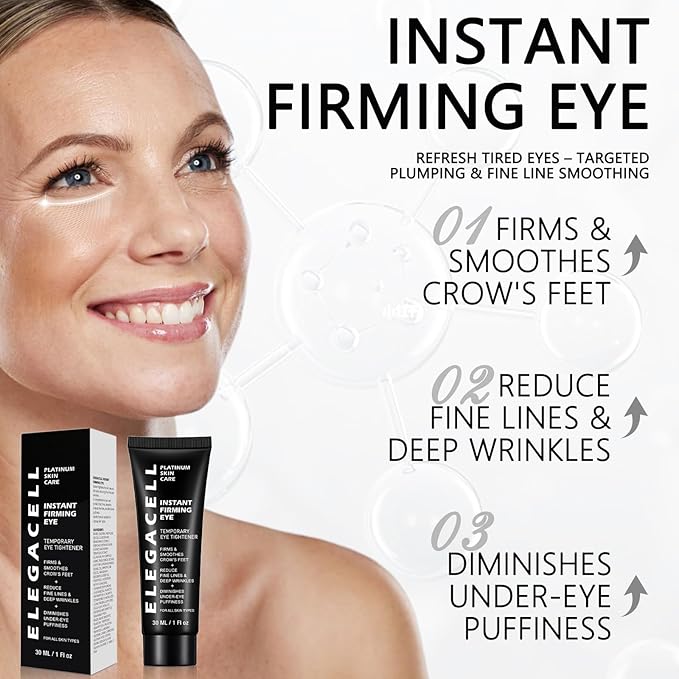Temporary Instant Eye Tightener Cream - Reduces Bags & Puffiness, Smooths Wrinkles & Fine Lines in Minutes, Temporary Lift & Firm Under-Eye Area, Advanced Lightweight Formula, 1 Fl oz / 30ml