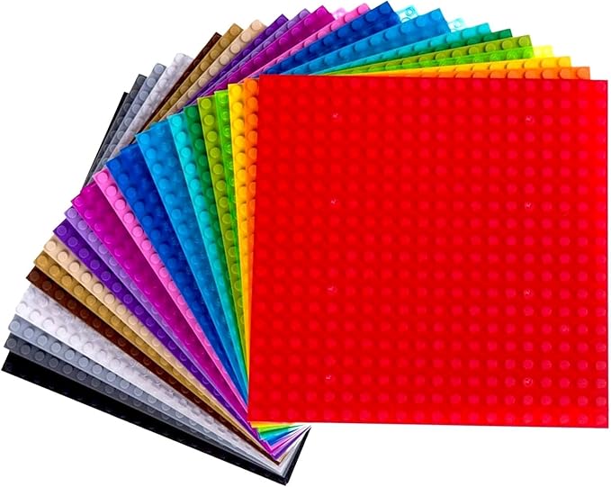 Strictly Briks Classic Stackable Brick Base Plates - Compatible with Lego Building Bricks - 24 Pack 6 x 6-Inch Multicolor - 20 x 20 Studs - Stackable Top & Bottom Sides
