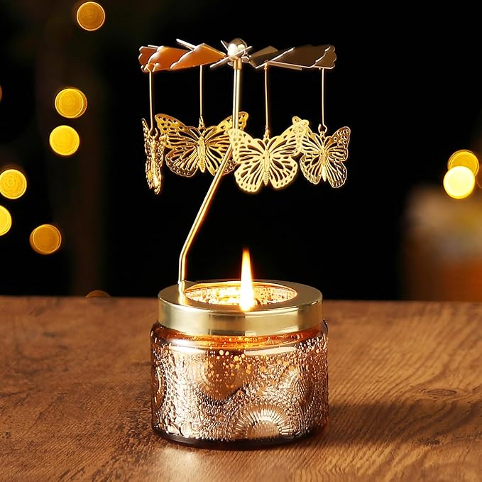 Butterfly Rotating Scented Candle, Gifts for Women Mom Daughter Sister Wife | Birthday Gifts for Women Friendship, Unique Candle Gift for Christmas Anniversary Mothers Day