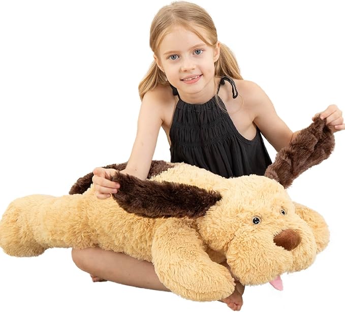 MorisMos Giant Dog Stuffed Animals, 31inch Large Dog Plush, Fluffy Soft Big Puppy Pillow Birthday Gift for Kids, Girls, Boys, Brown